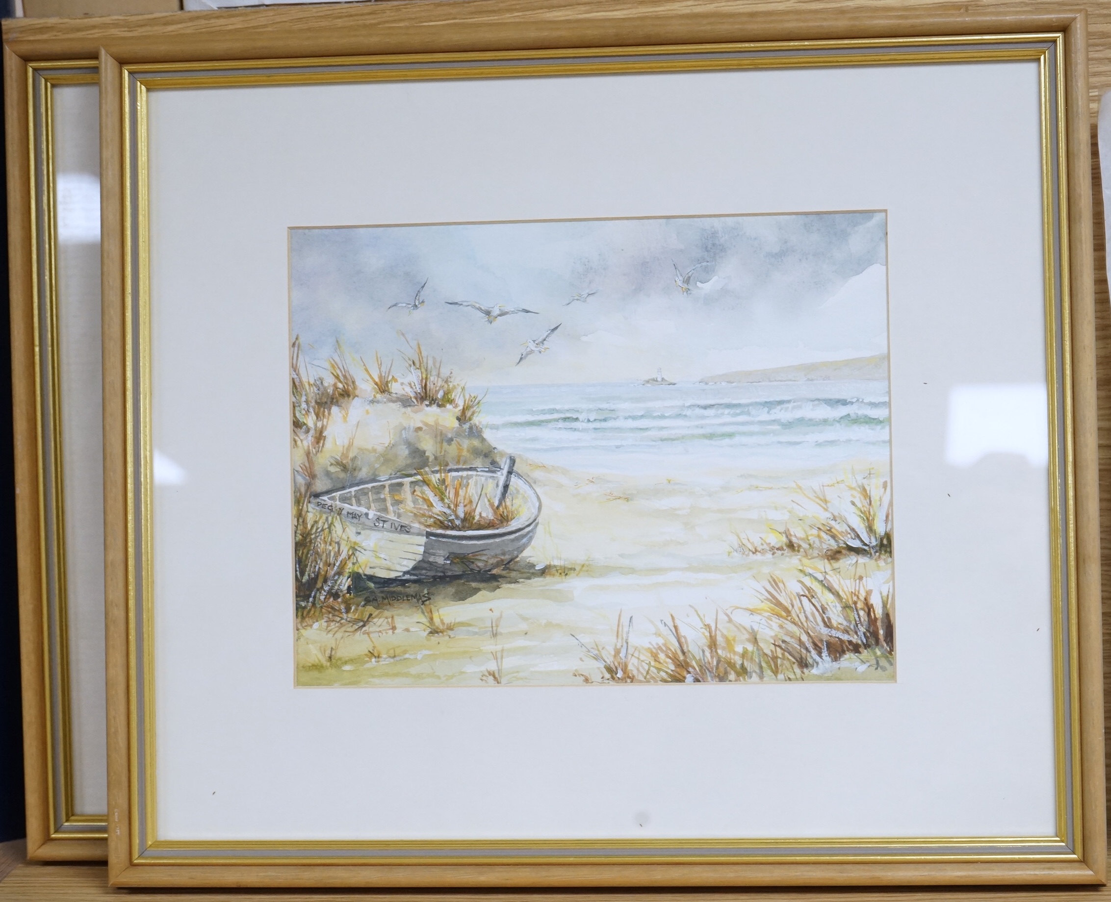 Stewart Middlemas (b.1944), pair of watercolours, St Ives coastal views, each signed, 17 x 23cm